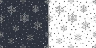 Christmas cute snowflakes set with seamless pattern vector