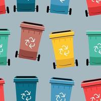 Color Recycle bin with recycle symbol icon isolated seamless pattern vector