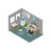 Isometric office room on a white background vector