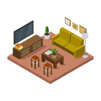 Isometric lounge room on a white background vector