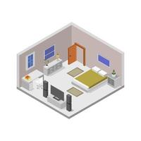 Isometric bedroom on a white background vector