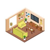 Room with isometric television on a white background vector