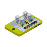 City on isometric smartphone on a white background vector