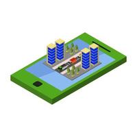 City on isometric smartphone on a white background vector