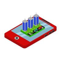 City on isometric smartphone on a white background vector