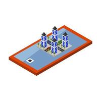 City on isometric smartphone on a white background vector