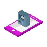 Isometric mobile banking on a white background vector