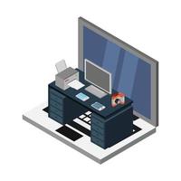 Working online isometric on a white background vector