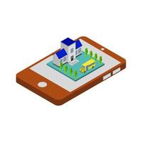 School on isometric smartphone on a white background vector