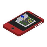 School on isometric smartphone on a white background vector