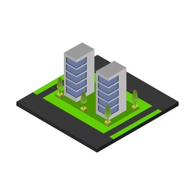 Isometric skyscraper on a white background