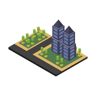 Isometric skyscraper on a white background