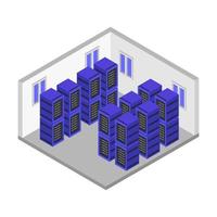 Isometric server room on a white background vector