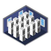 Isometric server room on a white background vector