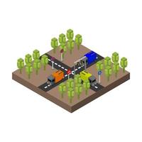 Isometric road junction on a white background vector