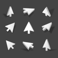 White 3d arrow illustration with different views and angles vector