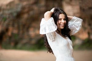 Close-up portrait of a sensual pretty young woman face photo