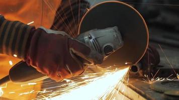 Worker Using a Grinder in A Workshop video