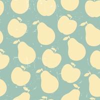 Grunge Retro Vector seamless pattern of fruit - apple and pear