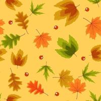 Autumn Natural Leaves Seamless Pattern Background. Vector Illustration