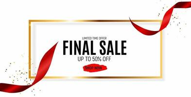 Final Sale Banner Template with Ribbon. Vector Illustration