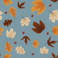 Autumn Natural Leaves Seamless Pattern Background. Vector Illustration