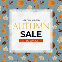 Autumn sale background with falling leaves. vector