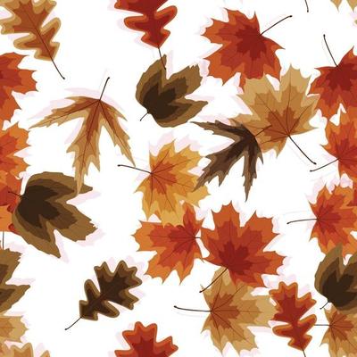 Autumn seamless pattern background with falling leaves.