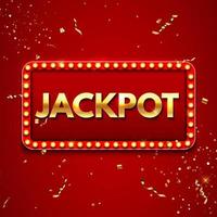 Jackpot background with falling gold confetti. Casino or lottery vector