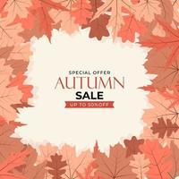 Shiny Autumn Leaves Sale Banner. Business Discount Card. vector