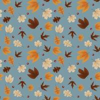 Autumn Natural Leaves Seamless Pattern Background. vector