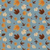 Autumn Natural Leaves Seamless Pattern Background. vector