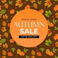 Autumn sale background with falling leaves. Can be used social network vector