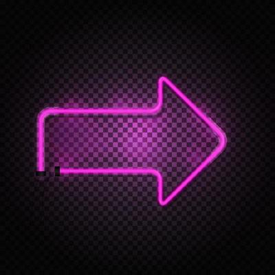 Glowing Pink Neon Arrow Tubes on Dark