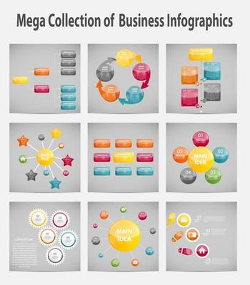 Mega collection infographic template business concept vector ill