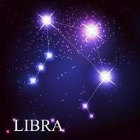 Libra signo del zodíaco de las hermosas estrellas brillantes. vector