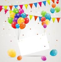 Color glossy balloons birthday card background vector illustrat