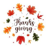 Happy Thanksgiving Holiday Background with Falling Leaves. vector