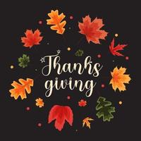 Happy Thanksgiving Holiday Background with Falling Leaves. vector