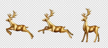 Golden deer 3d decoration for christmas and new year design. vector