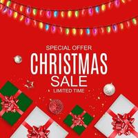 Christmas and New Year Sale Background, Discount Coupon Template. vector