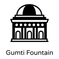 Gumti Fountain and architecture vector