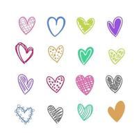 Handmade colorful vector hearts