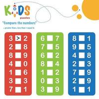 Comparing numbers printable math worksheet vector