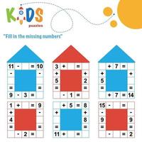 Fill in the missing numbers, printable math worksheet vector