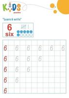 Learn and write numbers. Printable math worksheet vector