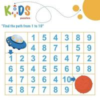 Printable number maze. Find the path from 1 to 10. vector