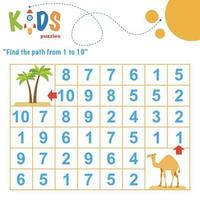 Printable number maze. Find the path from 1 to 10. vector