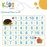 Printable number maze. Find the path from 1 to 10. vector