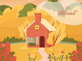 Hello Autumn landscape, vector illustration
